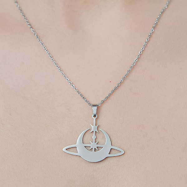 PandaHall 201 Stainless Steel Planet Pendant Necklace, Stainless Steel Color, 17.72 inch(45cm) 201 Stainless Steel Planet
PandaHall 201 Stainless Steel Planet Pendant Necklace, Stainless Steel Color, 17.72 inch(45cm) 201 Stainless Steel Planet