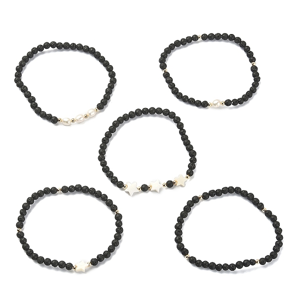 PandaHall 5Pcs 5 Style Natural Lava Rock & Pearl & Shell Star Beaded Stretch Bracelets Set, Inner Diameter: 1-3/4~1-3/4 inch(4.3~4.5cm)...
PandaHall 5Pcs 5 Style Natural Lava Rock & Pearl & Shell Star Beaded Stretch Bracelets Set, Inner Diameter: 1-3/4~1-3/4 inch(4.3~4.5cm)...