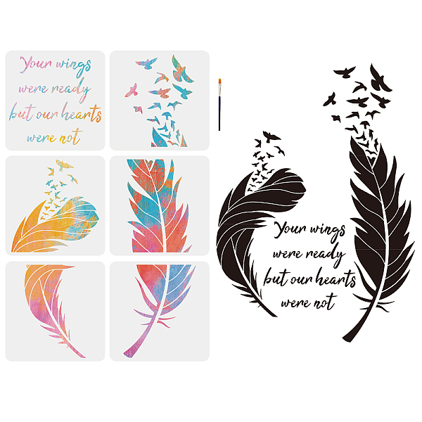 PandaHall MAYJOYDIY US 1 Set PET Hollow Out Drawing Painting Stencils, with 1Pc Art Paint Brushes, for DIY Scrapbook, Photo Album, Feather...
PandaHall MAYJOYDIY US 1 Set PET Hollow Out Drawing Painting Stencils, with 1Pc Art Paint Brushes, for DIY Scrapbook, Photo Album, Feather...