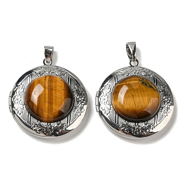 PandaHall Natural Tiger Eye Locket Pendants, Platinum Plated Alloy Flat Round Charms, 35.5x32.5x11~12mm, Hole: 8x4mm Tiger Eye Flat Round
PandaHall Natural Tiger Eye Locket Pendants, Platinum Plated Alloy Flat Round Charms, 35.5x32.5x11~12mm, Hole: 8x4mm Tiger Eye Flat Round