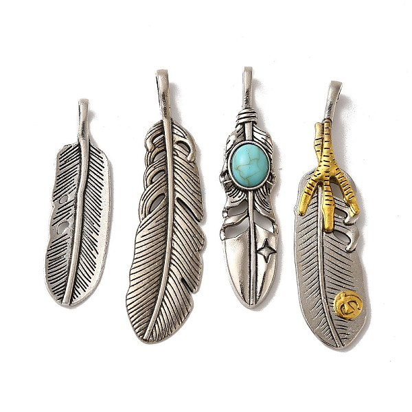 PandaHall Tibetan Style Alloy Pendant Set, with Synthetic Turquoise, Cadmium Free & Lead Free, Feather, Antique Silver & Antique Golden...
PandaHall Tibetan Style Alloy Pendant Set, with Synthetic Turquoise, Cadmium Free & Lead Free, Feather, Antique Silver & Antique Golden...