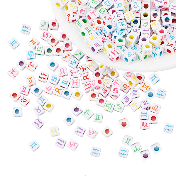 PandaHall Craft Acrylic European Beads, Large Hole Cube Beads, with Constellation/Zodiac Sign, Mixed Color, 7x7x7mm, Hole: 4mm, about..., Multicolor
PandaHall Craft Acrylic European Beads, Large Hole Cube Beads, with Constellation/Zodiac Sign, Mixed Color, 7x7x7mm, Hole: 4mm, about..., Multicolor