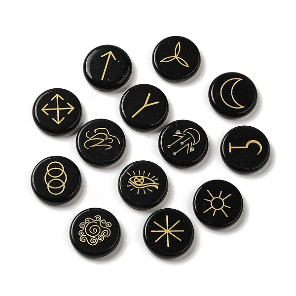 PandaHall 13Pcs Flat Round Natural Obsidian Rune Stones, Healing Stones for Chakras Balancing, Crystal Therapy, Meditation, Reiki...
PandaHall 13Pcs Flat Round Natural Obsidian Rune Stones, Healing Stones for Chakras Balancing, Crystal Therapy, Meditation, Reiki...