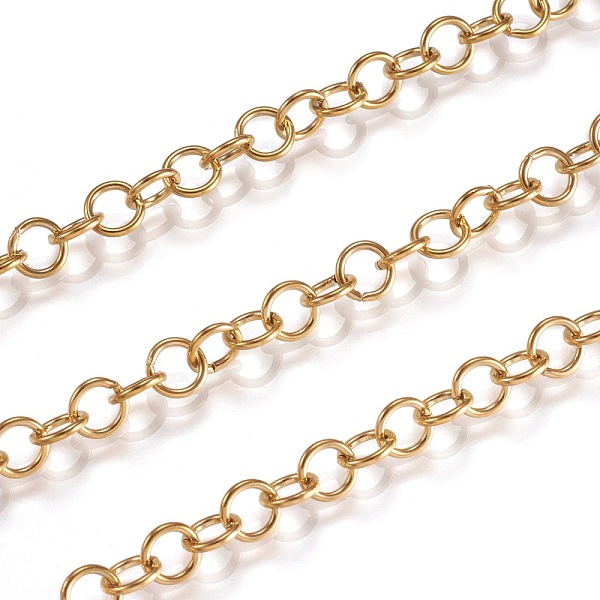 PandaHall 3.28 Feet Ion Plating(IP) 304 Stainless Steel Rolo Chains, Unwelded, Oval, Golden, 5x0.8mm 304 Stainless Steel
PandaHall 3.28 Feet Ion Plating(IP) 304 Stainless Steel Rolo Chains, Unwelded, Oval, Golden, 5x0.8mm 304 Stainless Steel