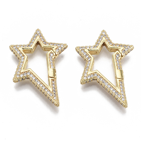 PandaHall Brass Micro Pave Cubic Zirconia Spring Gate Rings, Nickel Free, Star, Real 16K Gold Plated, Clear, 34x22x4mm, Inner Diameter...
PandaHall Brass Micro Pave Cubic Zirconia Spring Gate Rings, Nickel Free, Star, Real 16K Gold Plated, Clear, 34x22x4mm, Inner Diameter...
