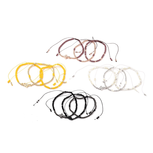 PandaHall Adjustable Nylon Cord Braided Bead Bracelets Sets, with Glass Seed Beads, Brass Round Beads and Brass Micro Pave Clear Cubic..., Multicolor
PandaHall Adjustable Nylon Cord Braided Bead Bracelets Sets, with Glass Seed Beads, Brass Round Beads and Brass Micro Pave Clear Cubic..., Multicolor