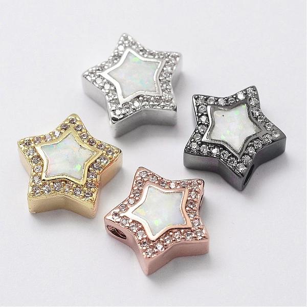 PandaHall Brass Micro Pave Cubic Zirconia Beads, with Synthetic Opal, Star, Cadmium Free & Lead Free, Mixed Color, 11.5x11.5x4.5mm, Hole..., Multicolor
PandaHall Brass Micro Pave Cubic Zirconia Beads, with Synthetic Opal, Star, Cadmium Free & Lead Free, Mixed Color, 11.5x11.5x4.5mm, Hole..., Multicolor