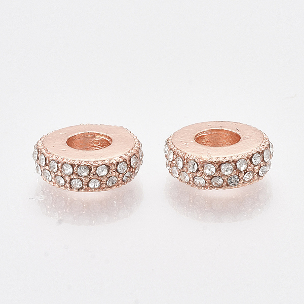 PandaHall Rose Gold Plated Alloy European Beads, with Rhinestones, Large Hole Beads, Flat Round, Crystal, 11x3.5mm, Hole: 4.5mm..., Clear
PandaHall Rose Gold Plated Alloy European Beads, with Rhinestones, Large Hole Beads, Flat Round, Crystal, 11x3.5mm, Hole: 4.5mm..., Clear