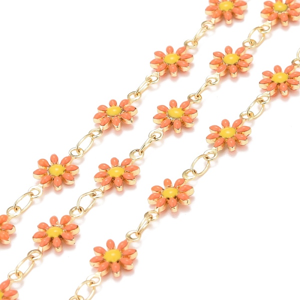 PandaHall Brass Daisy Flower & Oval Link Chains, with Enamel & Spool, Soldered, Real 18K Gold Plated, Salmon, Links: 13x7.5x2mm, 4x3x0.6mm..., Red
PandaHall Brass Daisy Flower & Oval Link Chains, with Enamel & Spool, Soldered, Real 18K Gold Plated, Salmon, Links: 13x7.5x2mm, 4x3x0.6mm..., Red