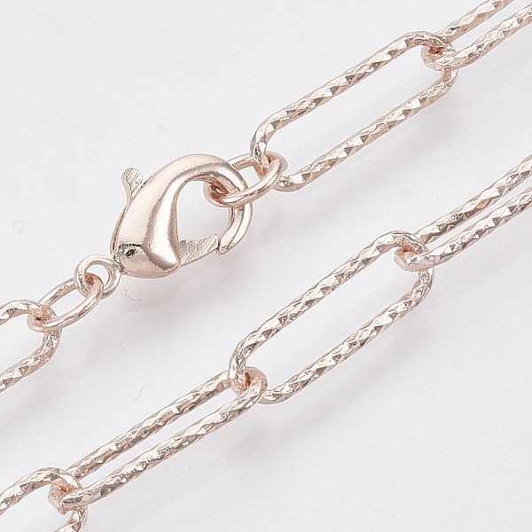 PandaHall Brass Textured Paperclip Chain Necklace Making, with Lobster Claw Clasps, Rose Gold, 19.68 inch(50cm), Link: 14.5x4.5x1mm Brass
PandaHall Brass Textured Paperclip Chain Necklace Making, with Lobster Claw Clasps, Rose Gold, 19.68 inch(50cm), Link: 14.5x4.5x1mm Brass