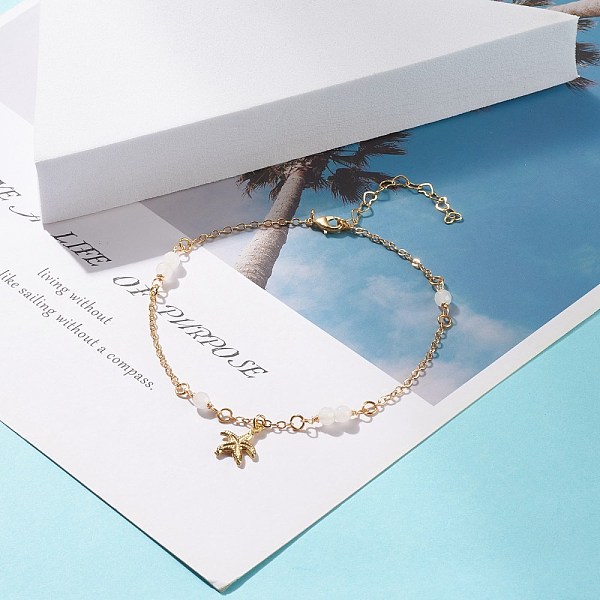PandaHall Natural Dyed White Jade Anklets for Women, Brass Star Charm Chain Anklets, Golden, White, 9-5/8 inch(24.5cm), 2mm Jade White
PandaHall Natural Dyed White Jade Anklets for Women, Brass Star Charm Chain Anklets, Golden, White, 9-5/8 inch(24.5cm), 2mm Jade White
