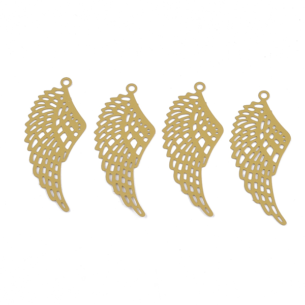 PandaHall 430 Stainless Steel Filigree Pendants, Spray Painted, Etched Metal Embellishments, Wing, Goldenrod, 35x15x0.5mm, Hole: 1.5mm..., Gold
PandaHall 430 Stainless Steel Filigree Pendants, Spray Painted, Etched Metal Embellishments, Wing, Goldenrod, 35x15x0.5mm, Hole: 1.5mm..., Gold