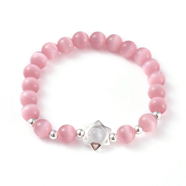 PandaHall Cat Eye Round Bead Stretch Bracelets, with Zinc Alloy Findings, for Jewish, Star of David, Mixed Color, Silver, Inner Diameter..., Pink
PandaHall Cat Eye Round Bead Stretch Bracelets, with Zinc Alloy Findings, for Jewish, Star of David, Mixed Color, Silver, Inner Diameter..., Pink