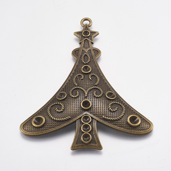 PandaHall Christmas Tree Alloy Pendant Rhinestone Settings, Cadmium Free & Nickel Free & Lead Free, Antique Bronze, 78x65x2mm Alloy Tree
PandaHall Christmas Tree Alloy Pendant Rhinestone Settings, Cadmium Free & Nickel Free & Lead Free, Antique Bronze, 78x65x2mm Alloy Tree