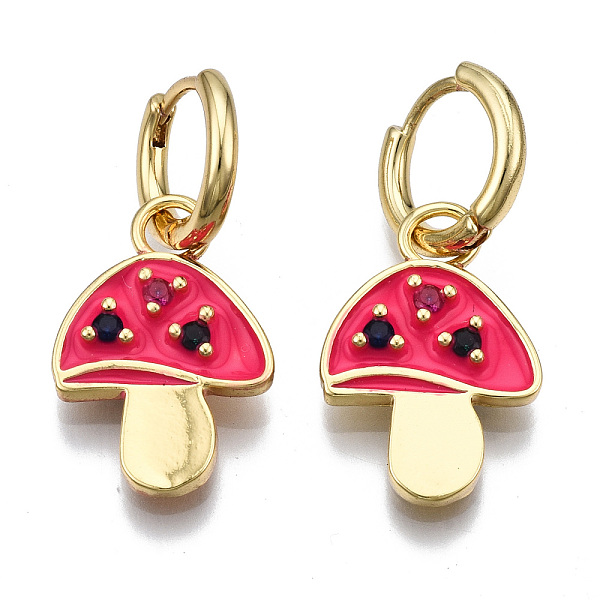 PandaHall Brass Micro Pave Cubic Zirconia Huggie Hoop Earrings, with Enamel, Nickel Free, Real 16K Gold Plated, Mushroom, Camellia..., Pink
PandaHall Brass Micro Pave Cubic Zirconia Huggie Hoop Earrings, with Enamel, Nickel Free, Real 16K Gold Plated, Mushroom, Camellia..., Pink