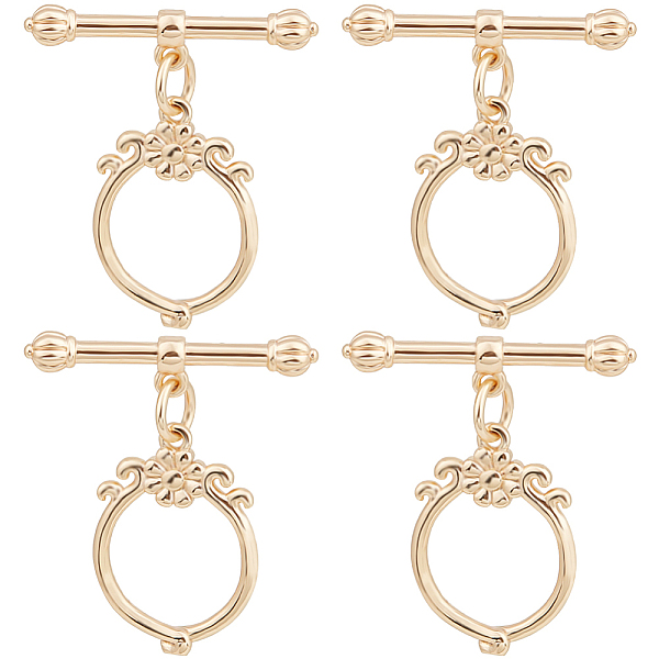 PandaHall Beebeecraft 10Pcs Brass Toggle Clasps, Ring with Flower, Real 18K Gold Plated, Ring: 18.5x13x2mm, Hole: 1mm, Bar: 22x5x3mm, Hole...
PandaHall Beebeecraft 10Pcs Brass Toggle Clasps, Ring with Flower, Real 18K Gold Plated, Ring: 18.5x13x2mm, Hole: 1mm, Bar: 22x5x3mm, Hole...
