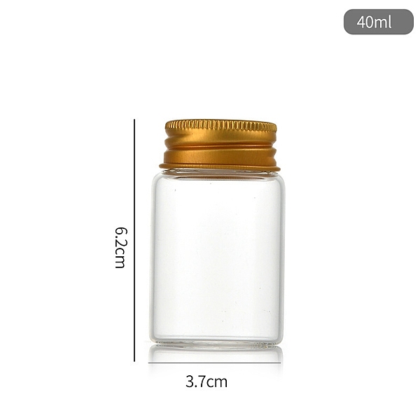 PandaHall Clear Glass Bottles Bead Containers, Screw Top Bead Storage Tubes with Aluminum Cap, Column, Golden, 3.7x6cm, Capacity: 40ml..., Gold
PandaHall Clear Glass Bottles Bead Containers, Screw Top Bead Storage Tubes with Aluminum Cap, Column, Golden, 3.7x6cm, Capacity: 40ml..., Gold