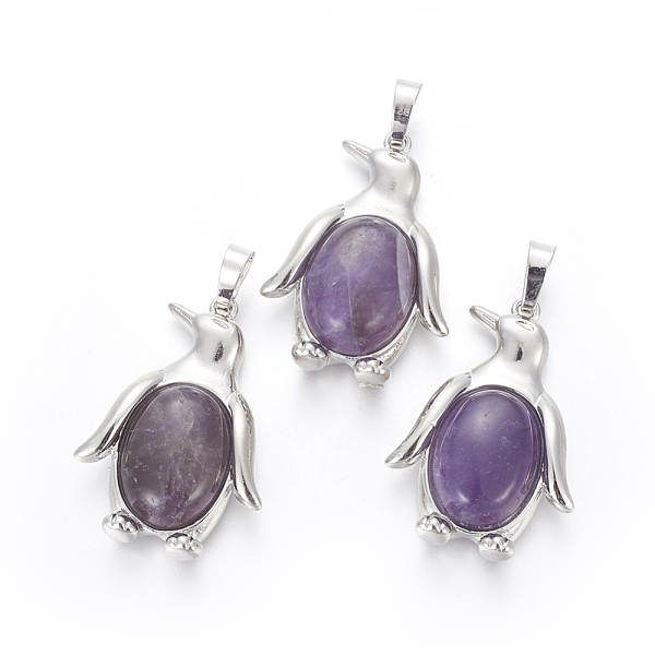 PandaHall Natural Amethyst Pendants, with Brass Findings, Penguin, Platinum, 34~35x24~25x5~8mm, Hole: 8x5mm Amethyst Penguin
PandaHall Natural Amethyst Pendants, with Brass Findings, Penguin, Platinum, 34~35x24~25x5~8mm, Hole: 8x5mm Amethyst Penguin