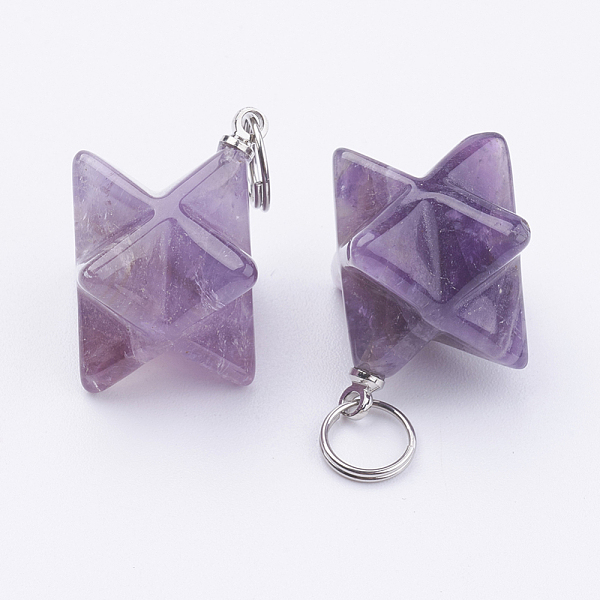 PandaHall Natural Amethyst Pendants, with 201 Stainless Steel Split Rings, Merkaba Star, 23~24x17~17.5x20mm, Hole: 6mm Amethyst Star
PandaHall Natural Amethyst Pendants, with 201 Stainless Steel Split Rings, Merkaba Star, 23~24x17~17.5x20mm, Hole: 6mm Amethyst Star