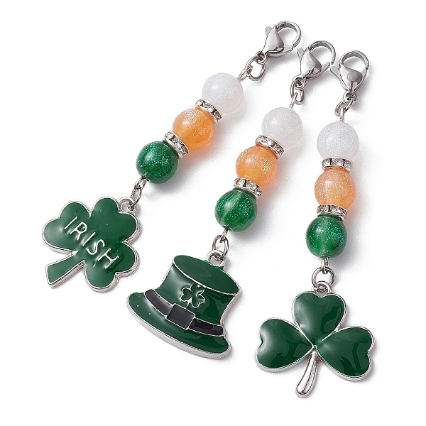 PandaHall Saint Patrick's Day Alloy Enamel Pendants Decoraiton, with Round Resin Beads and 304 Stainless Steel Lobster Claw Clasps, Clover &...
PandaHall Saint Patrick's Day Alloy Enamel Pendants Decoraiton, with Round Resin Beads and 304 Stainless Steel Lobster Claw Clasps, Clover &...