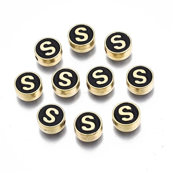 PandaHall Alloy Enamel Beads, Cadmium Free & Lead Free, Light Gold, Flat Round with Alphabet, Black, Letter.S, 8x4mm, Hole: 1.5mm...
PandaHall Alloy Enamel Beads, Cadmium Free & Lead Free, Light Gold, Flat Round with Alphabet, Black, Letter.S, 8x4mm, Hole: 1.5mm...