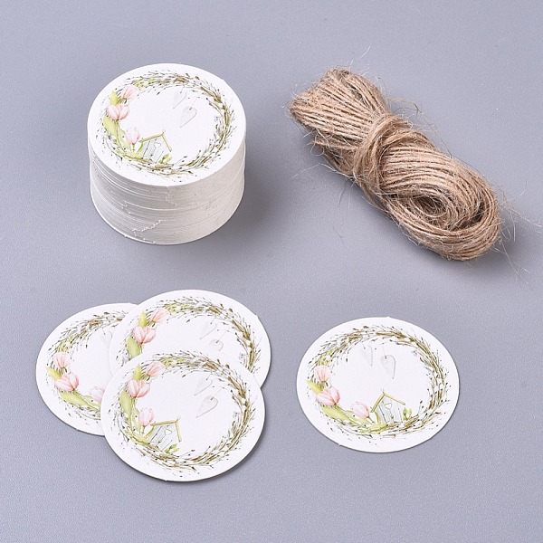 PandaHall Paper Gift Tags, Hange Tags, For Arts and Crafts, with Jute Twine, Flat Round with Garland Pattern, Colorful, 40x0.5mm, 50pcs/set..., Green
PandaHall Paper Gift Tags, Hange Tags, For Arts and Crafts, with Jute Twine, Flat Round with Garland Pattern, Colorful, 40x0.5mm, 50pcs/set..., Green