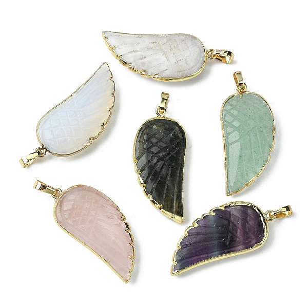 PandaHall Natural & Synthetic Mixed Gemstone Pendants, Wing Charms, with Rack Plating Golden Plated Brass Edge, 39x18x7mm, Hole: 6x4mm Mixed...
PandaHall Natural & Synthetic Mixed Gemstone Pendants, Wing Charms, with Rack Plating Golden Plated Brass Edge, 39x18x7mm, Hole: 6x4mm Mixed...