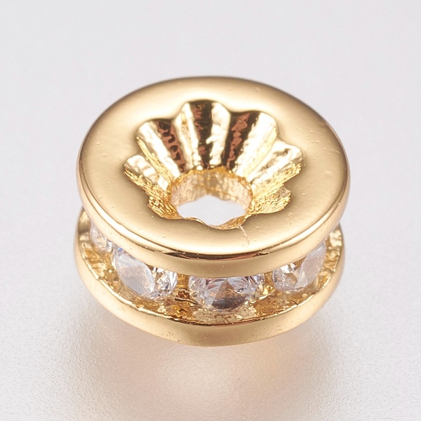 PandaHall Brass Micro Pave Cubic Zirconia Spacer Beads, Flat Round, Clear, Golden, 6x3mm, Hole: 1.4mm Brass+Cubic Zirconia Flat Round Clear
PandaHall Brass Micro Pave Cubic Zirconia Spacer Beads, Flat Round, Clear, Golden, 6x3mm, Hole: 1.4mm Brass+Cubic Zirconia Flat Round Clear