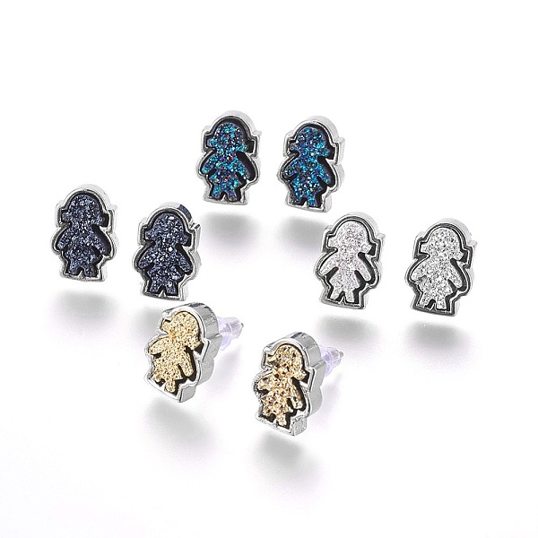 PandaHall Brass Stud Earrings, with Druzy Resin Cabochon, Girl, Platinum, Mixed Color, 13.5x9x4~6mm, Pin: 0.8mm Resin Multicolor
PandaHall Brass Stud Earrings, with Druzy Resin Cabochon, Girl, Platinum, Mixed Color, 13.5x9x4~6mm, Pin: 0.8mm Resin Multicolor