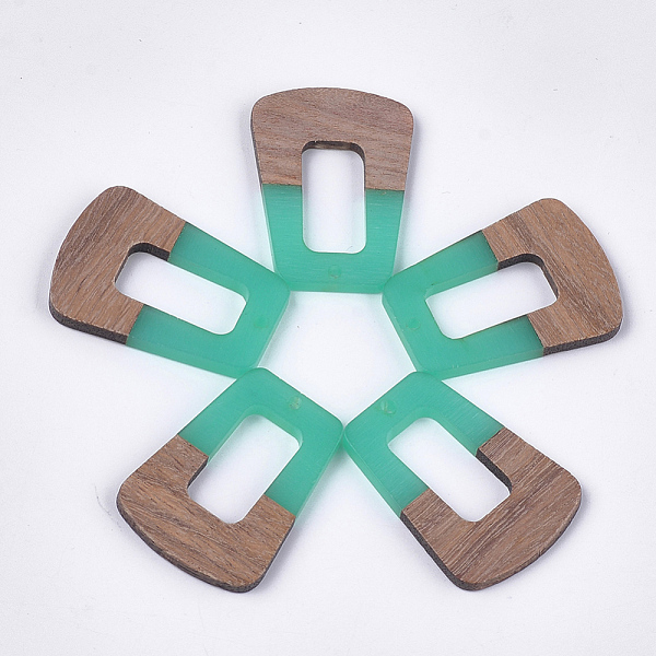 PandaHall Resin & Walnut Wood Pendants, Trapezoid, Medium Turquoise, 37~37.5x27~27.5x3~3.5mm, Hole: 2mm Resin+Wood Trapezoid Cyan
PandaHall Resin & Walnut Wood Pendants, Trapezoid, Medium Turquoise, 37~37.5x27~27.5x3~3.5mm, Hole: 2mm Resin+Wood Trapezoid Cyan