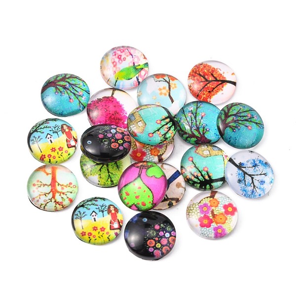 PandaHall Tree of Life Printed Half Round/Dome Glass Flatback Cabochons, Mixed Color, 12x4mm Glass Half Round Multicolor
PandaHall Tree of Life Printed Half Round/Dome Glass Flatback Cabochons, Mixed Color, 12x4mm Glass Half Round Multicolor