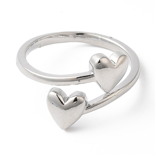PandaHall Rack Plating Brass Double Heart Cuff Rings, Lead Free & Cadmium Free, Platinum, US Size 6 3/4(17.1mm) Brass
PandaHall Rack Plating Brass Double Heart Cuff Rings, Lead Free & Cadmium Free, Platinum, US Size 6 3/4(17.1mm) Brass