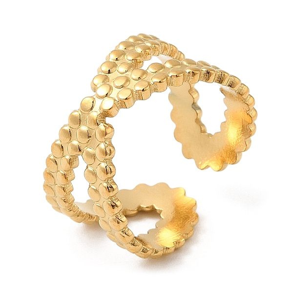 PandaHall 304 Stainless Steel Criss Cross Open Cuff Rings for Women, Real 18K Gold Plated, US Size 3(14mm) 304 Stainless Steel Ring
PandaHall 304 Stainless Steel Criss Cross Open Cuff Rings for Women, Real 18K Gold Plated, US Size 3(14mm) 304 Stainless Steel Ring