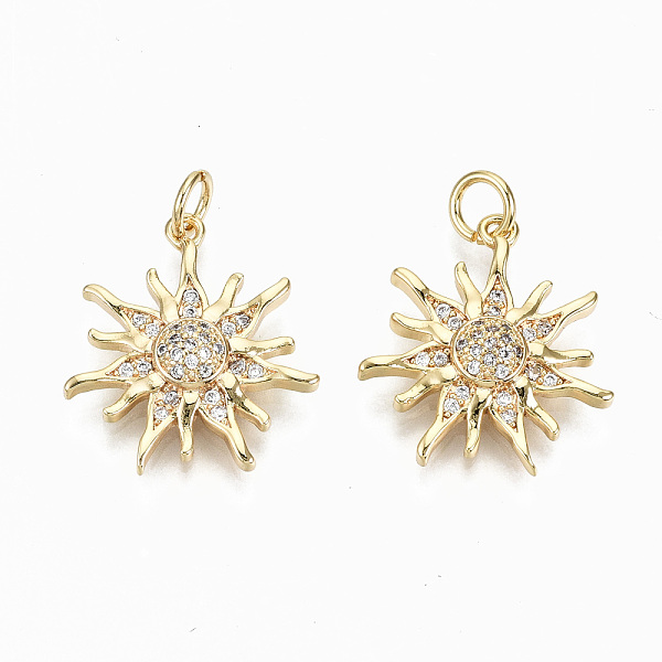 PandaHall Brass Micro Pave Clear Cubic Zirconia Pendants, with Jump Rings, Nickel Free, Sun, Real 18K Gold Plated, 19.5x17.5x3.5mm, Jump...
PandaHall Brass Micro Pave Clear Cubic Zirconia Pendants, with Jump Rings, Nickel Free, Sun, Real 18K Gold Plated, 19.5x17.5x3.5mm, Jump...
