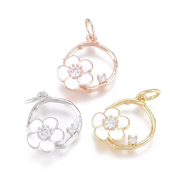 PandaHall Brass Charms, with Micro Pave Cubic Zirconia, Enamel and Jump Rings, Ring with Flower, Clear & White, Mixed Color, 14.5x11.5x3mm...
PandaHall Brass Charms, with Micro Pave Cubic Zirconia, Enamel and Jump Rings, Ring with Flower, Clear & White, Mixed Color, 14.5x11.5x3mm...