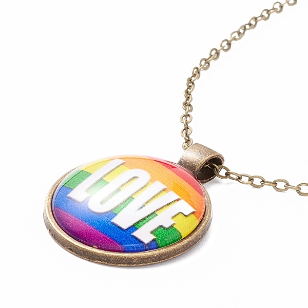 PandaHall Rainbow Pride Necklace, Love Word Flat Round Pendant Necklace for Men Women, Antique Bronze, Word, 20.08 inch(51cm) Glass Word
PandaHall Rainbow Pride Necklace, Love Word Flat Round Pendant Necklace for Men Women, Antique Bronze, Word, 20.08 inch(51cm) Glass Word