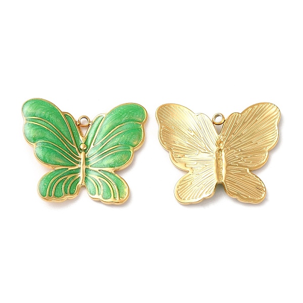 PandaHall 304 Stainless Steel Enamel Pendants, Real 18K Gold Plated, Butterfly Charm, Lime Green, 20x24x3mm, Hole: 1.4mm Stainless...
PandaHall 304 Stainless Steel Enamel Pendants, Real 18K Gold Plated, Butterfly Charm, Lime Green, 20x24x3mm, Hole: 1.4mm Stainless...