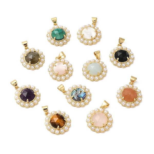 PandaHall Natural Mixed Gemstone Pendant, with Real 14K Gold Plated Brass Finding and Plastic Pearl Beaded, Flat Round Charms, 20x18x6mm...
PandaHall Natural Mixed Gemstone Pendant, with Real 14K Gold Plated Brass Finding and Plastic Pearl Beaded, Flat Round Charms, 20x18x6mm...