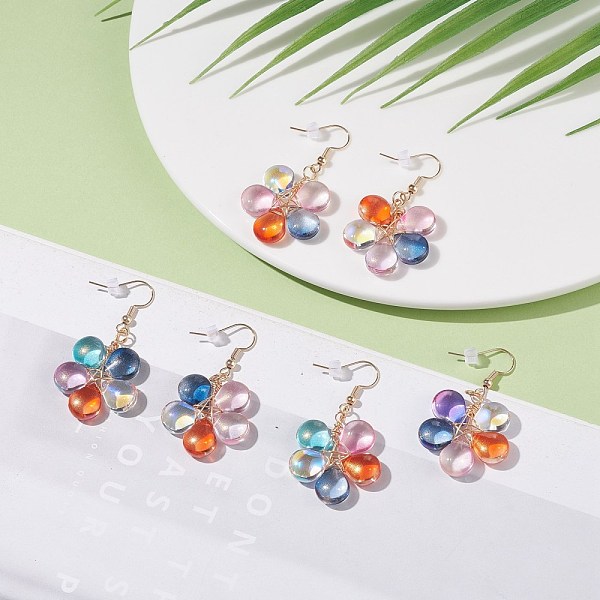 PandaHall Glass Beaded Flower Dangle Earrings, Brass Wire Wrap Jewelry for Women, Mixed Color, 48mm, Pin: 0.7mm Glass Multicolor
PandaHall Glass Beaded Flower Dangle Earrings, Brass Wire Wrap Jewelry for Women, Mixed Color, 48mm, Pin: 0.7mm Glass Multicolor