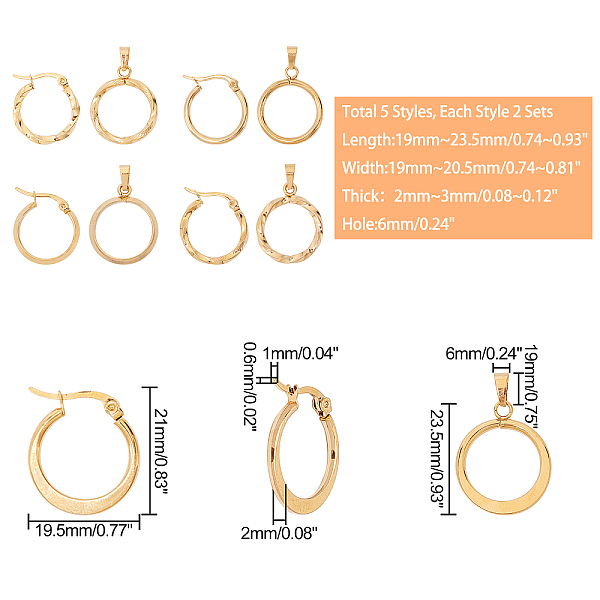 PandaHall Unicraftale 304 Stainless Steel Jewelry Sets, Hoop Earrings and Pendants, Ring, Golden, Hoop Earrings: 20x19x3mm, Pin: 0.6x1mm...
PandaHall Unicraftale 304 Stainless Steel Jewelry Sets, Hoop Earrings and Pendants, Ring, Golden, Hoop Earrings: 20x19x3mm, Pin: 0.6x1mm...