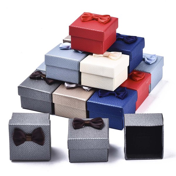 PandaHall Cardboard Ring Boxes, with Bowknot Ribbon Outside and Black Sponge Inside, Square, Mixed Color, 5~5.3x5~5.3x3.8~4cm Paper Square..., Multicolor
PandaHall Cardboard Ring Boxes, with Bowknot Ribbon Outside and Black Sponge Inside, Square, Mixed Color, 5~5.3x5~5.3x3.8~4cm Paper Square..., Multicolor