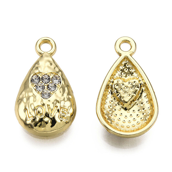 PandaHall Rack Plating Alloy Pendants, with Crystal Rhinestone, Cadmium Free & Nickel Free & Lead Free, Teardrop with Heart, Light Gold..., Clear
PandaHall Rack Plating Alloy Pendants, with Crystal Rhinestone, Cadmium Free & Nickel Free & Lead Free, Teardrop with Heart, Light Gold..., Clear