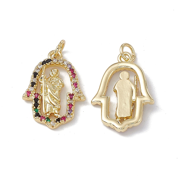 PandaHall Brass Colorful Cubic Zirconia Pendants, with Jump Ring, Hamsa Hand/Hand of Miriam with Evil Eye with Jesus Charms, Real 18K Gold...
PandaHall Brass Colorful Cubic Zirconia Pendants, with Jump Ring, Hamsa Hand/Hand of Miriam with Evil Eye with Jesus Charms, Real 18K Gold...
