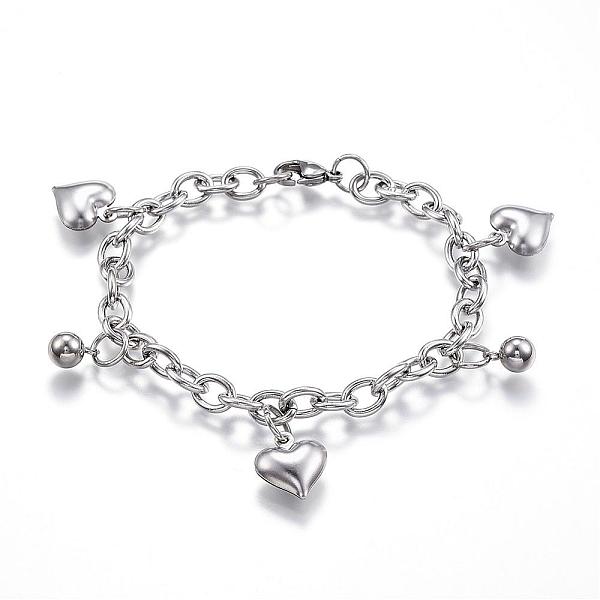 PandaHall 304 Stainless Steel Charm Bracelets, Heart, Stainless Steel Color, 7-1/2 inch(190mm)x6mm 304 Stainless Steel
PandaHall 304 Stainless Steel Charm Bracelets, Heart, Stainless Steel Color, 7-1/2 inch(190mm)x6mm 304 Stainless Steel