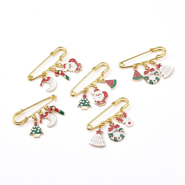PandaHall Christmas Theme Iron Safety Brooch, with Alloy Enamel Pendants, Mixed Shapes, Golden, Mixed Color, 33~37mm Iron Multicolor
PandaHall Christmas Theme Iron Safety Brooch, with Alloy Enamel Pendants, Mixed Shapes, Golden, Mixed Color, 33~37mm Iron Multicolor