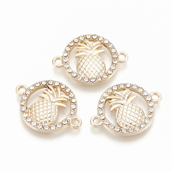 PandaHall Alloy Rhinestone Links connectors, Ring with Pineapple, Light Gold, 17x23x2mm, Hole: 1.6mm Alloy+Rhinestone Fruit Clear
PandaHall Alloy Rhinestone Links connectors, Ring with Pineapple, Light Gold, 17x23x2mm, Hole: 1.6mm Alloy+Rhinestone Fruit Clear