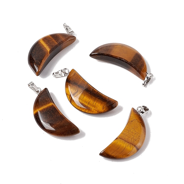 PandaHall Natural Tiger Eye Pendants, with Platinum Tone Brass Findings, Moon Charm, 33x15x8mm, Hole: 6x3.2mm Tiger Eye Moon
PandaHall Natural Tiger Eye Pendants, with Platinum Tone Brass Findings, Moon Charm, 33x15x8mm, Hole: 6x3.2mm Tiger Eye Moon
