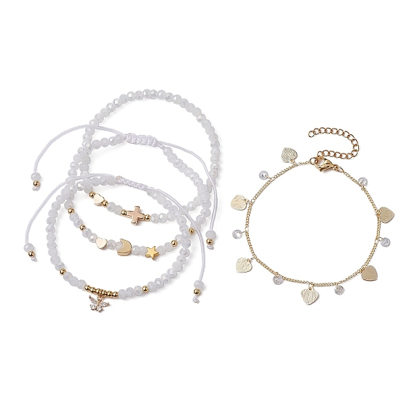 PandaHall 4Pcs 4 Style Glass & Brass Moon & Star Braided Bead Bracelets Set, Heart Charms Stackable Bracelets, Golden, Inner Diameter...
PandaHall 4Pcs 4 Style Glass & Brass Moon & Star Braided Bead Bracelets Set, Heart Charms Stackable Bracelets, Golden, Inner Diameter...