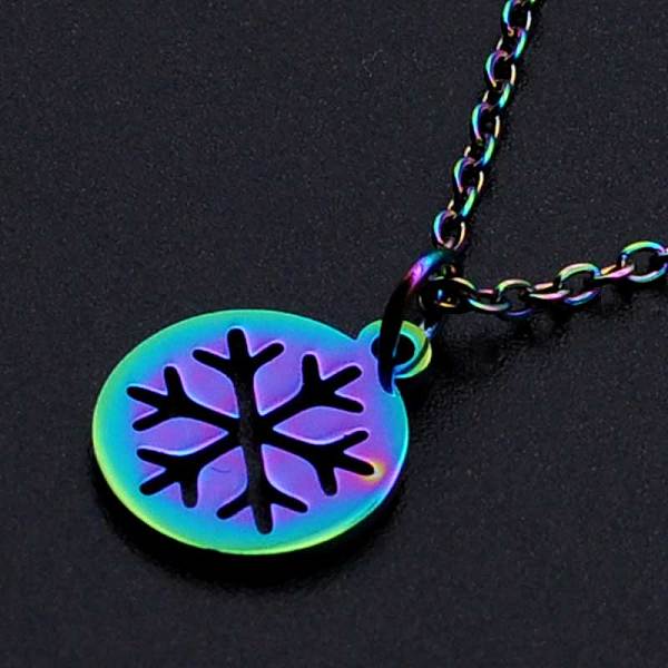 PandaHall 201 Stainless Steel Pendants Necklaces, with Cable Chains and Lobster Claw Clasps, Flat Round with Snowflake, Rainbow Color...
PandaHall 201 Stainless Steel Pendants Necklaces, with Cable Chains and Lobster Claw Clasps, Flat Round with Snowflake, Rainbow Color...