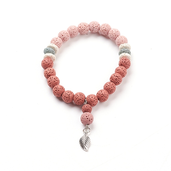 PandaHall Natural Lava Rock Beads Stretch Charm Bracelets, with Antique Silver Plated Alloy Charms, Leaf, Pale Violet Red, Inner Diameter..., Pink
PandaHall Natural Lava Rock Beads Stretch Charm Bracelets, with Antique Silver Plated Alloy Charms, Leaf, Pale Violet Red, Inner Diameter..., Pink